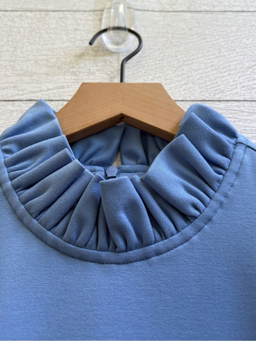 JUDE CONNALLY Avery Ruffle Neck Swing Dress Size Small Blue Coastal Preppy - Picture 4 of 8